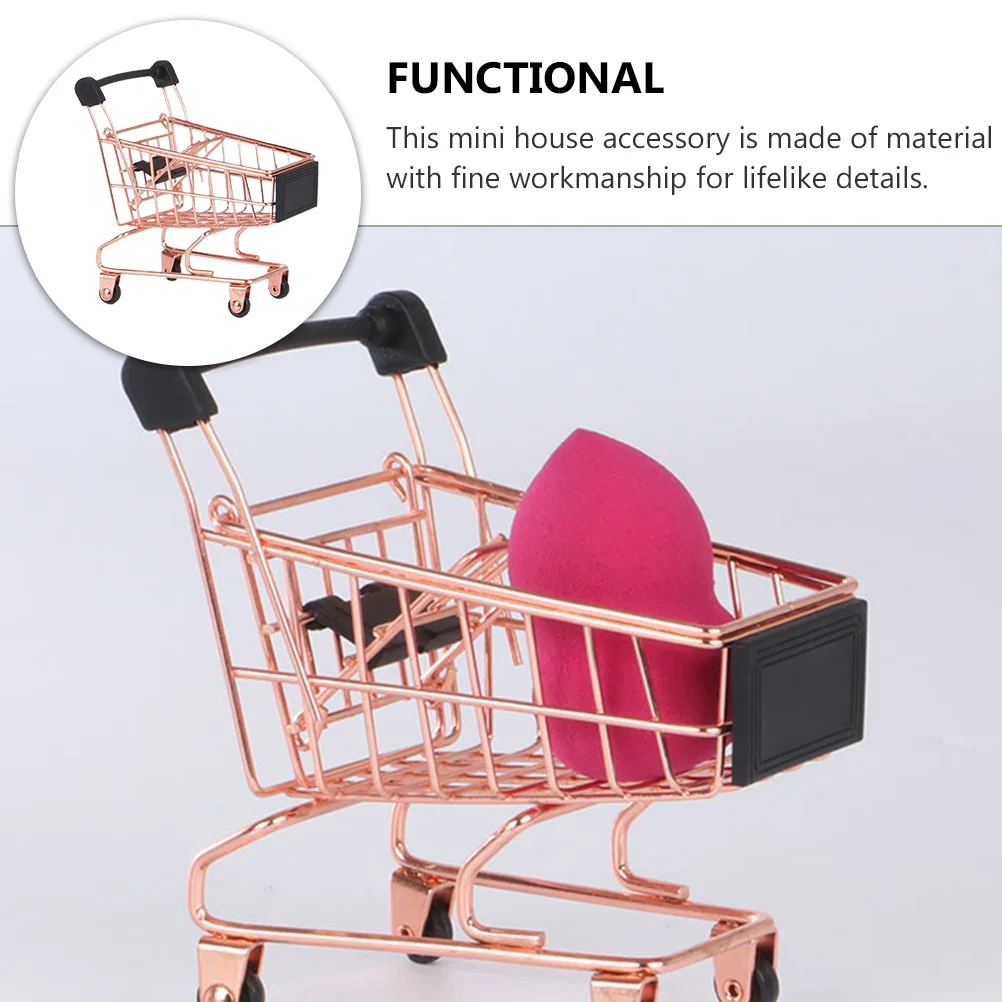 Shopping Cart Miniature Trolley Child Toy Make up Metal Imitated Decor Iron Play House