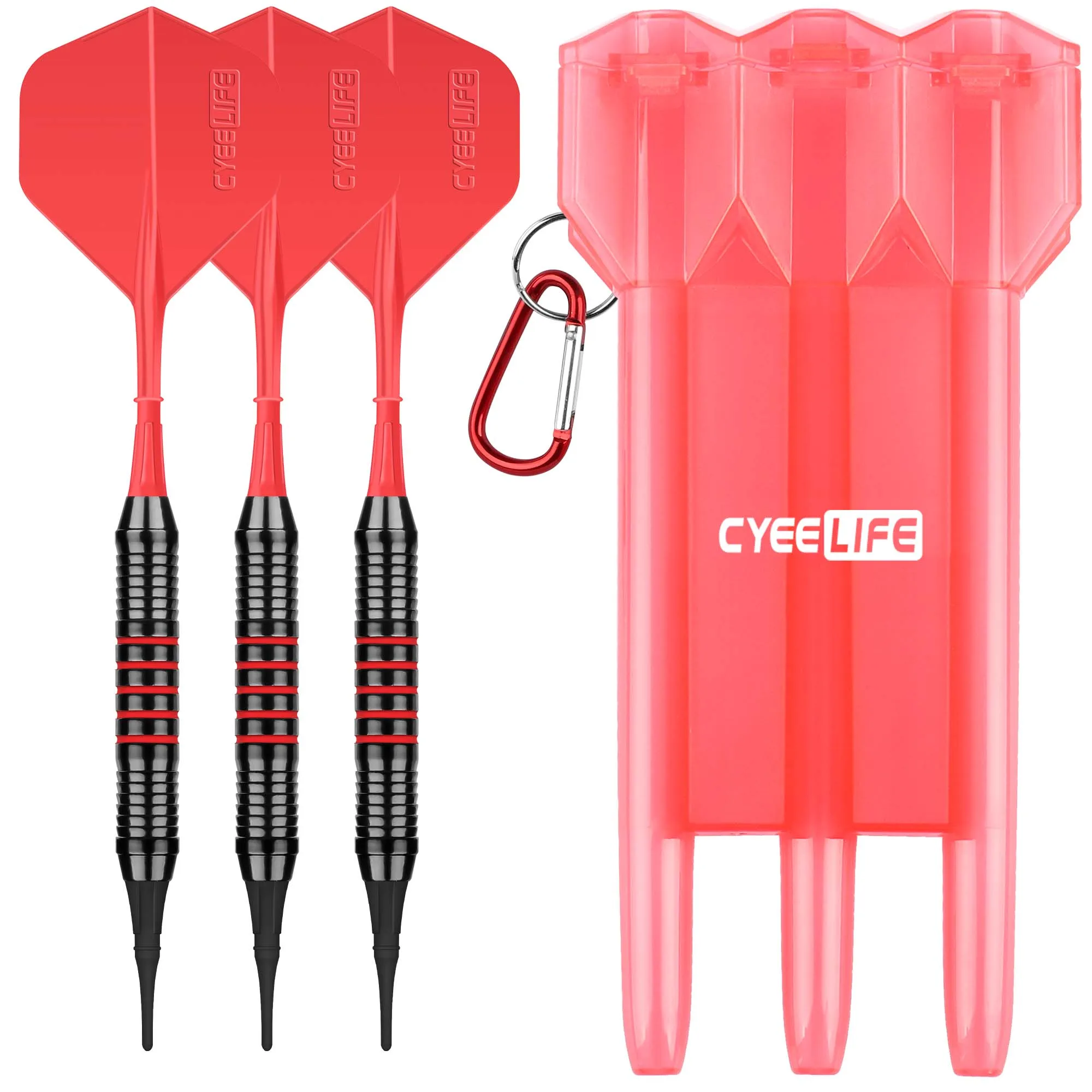 CyeeLife-Brass Soft Dica Dardos, Professional Set Dart eletrônico, Carry Case, pontos de plástico extra, voos, 18g