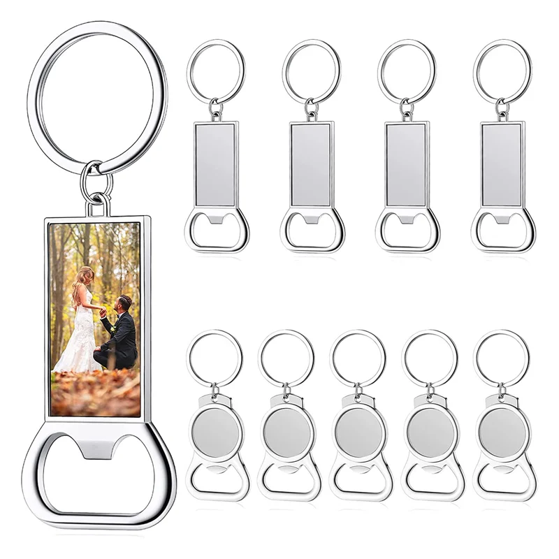 10Pcs Sublimation Keychain Blanks - Sublimation Keychain Case or Metal Sublimation Bottle Opener for Heat Transfer,Set B