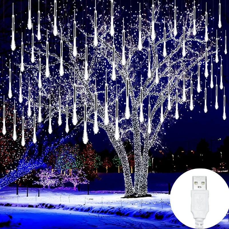 USB Meteor Shower Rain String Lights 8 Tubes Outdoor LED Light Party Wedding Christmas Room Decoration Festoon Street Lighting