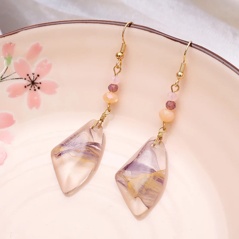 Transparente Tropfenohrringe für Damen, luxuriöse Kristall-Handarbeit, kunstvoll verflochtenes Design, Vintage, geometrische, unregelmäßige Form, Schmuck für den täglichen Gebrauch. – Detail 7