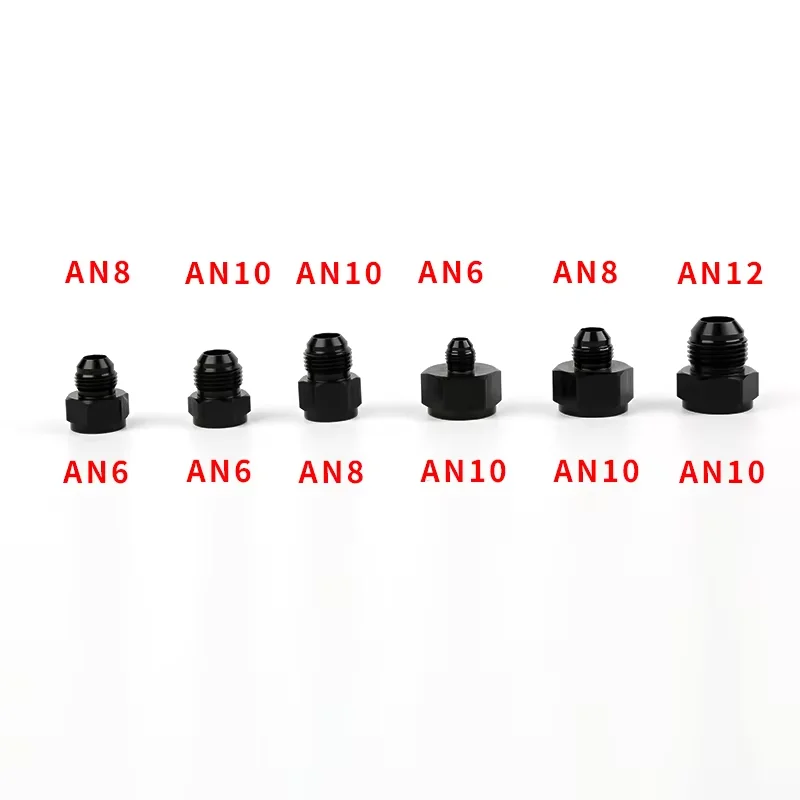

Reducer Expander Fitting Adaptor AN6/8/10 Female to AN6/8/10/12 Male Oil Hose End Fitting Kit Black