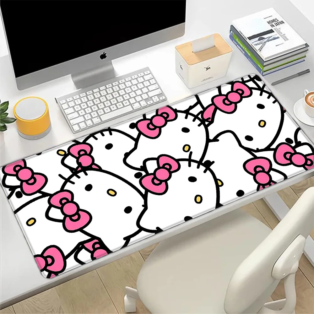 Pink Cartoon Hello Kitty Mousepad HD Printing Computer Gamers Locking Edge Non-slip Mouse Pad XXL90x40cm Keyboard PC Desk Pad