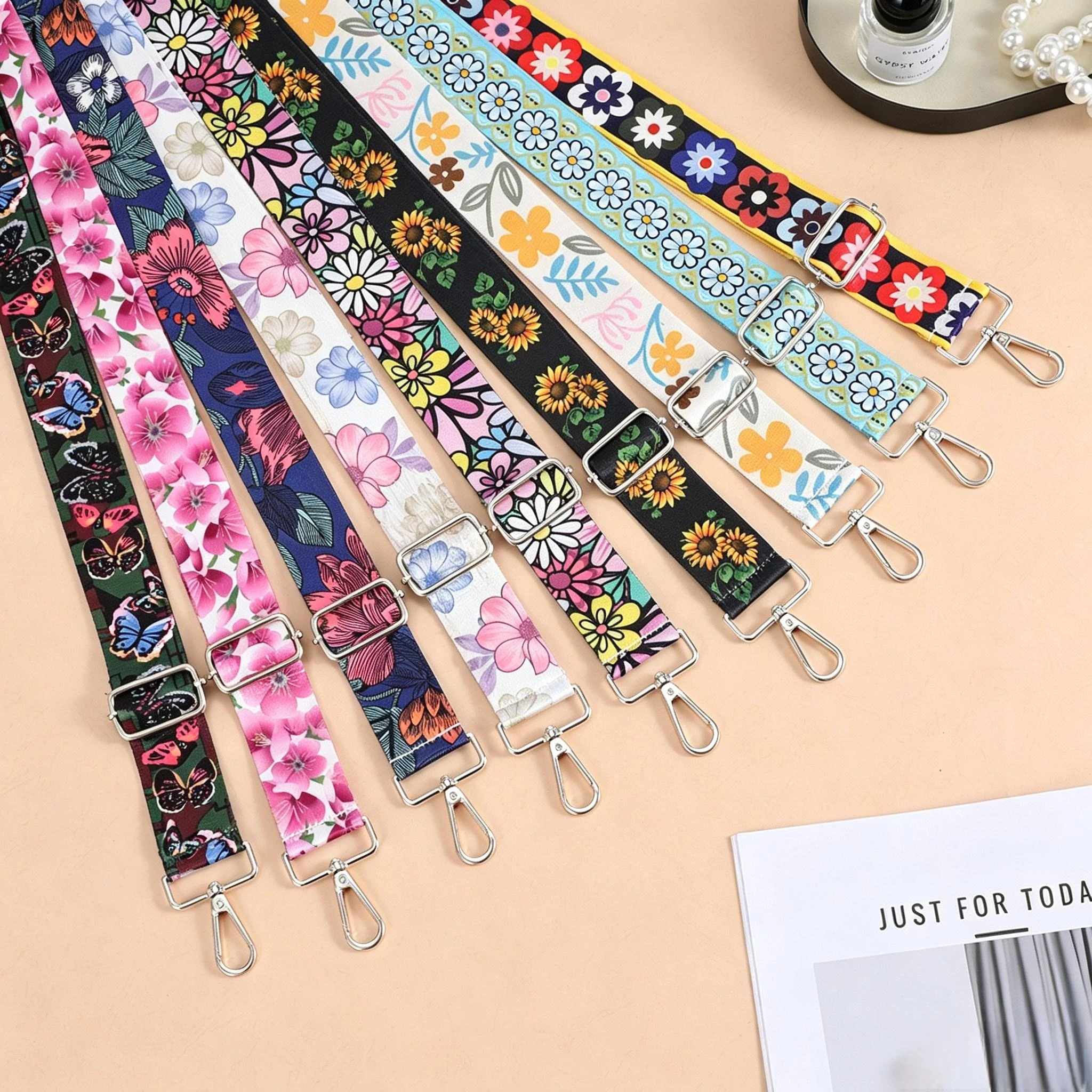 Adjustable Wide Crossbody Bag Strap Bohemian Paisley Printed Replacement Shoulder Belt for Women Handbag