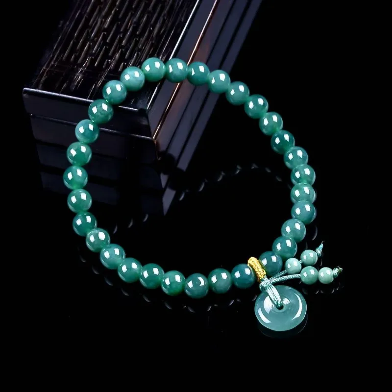 Natural Real Emerald Blue Water Calabash Beads Bracelet Myanmar Jadeite Necklace Jewelry Charm Designer Luxury Certificate