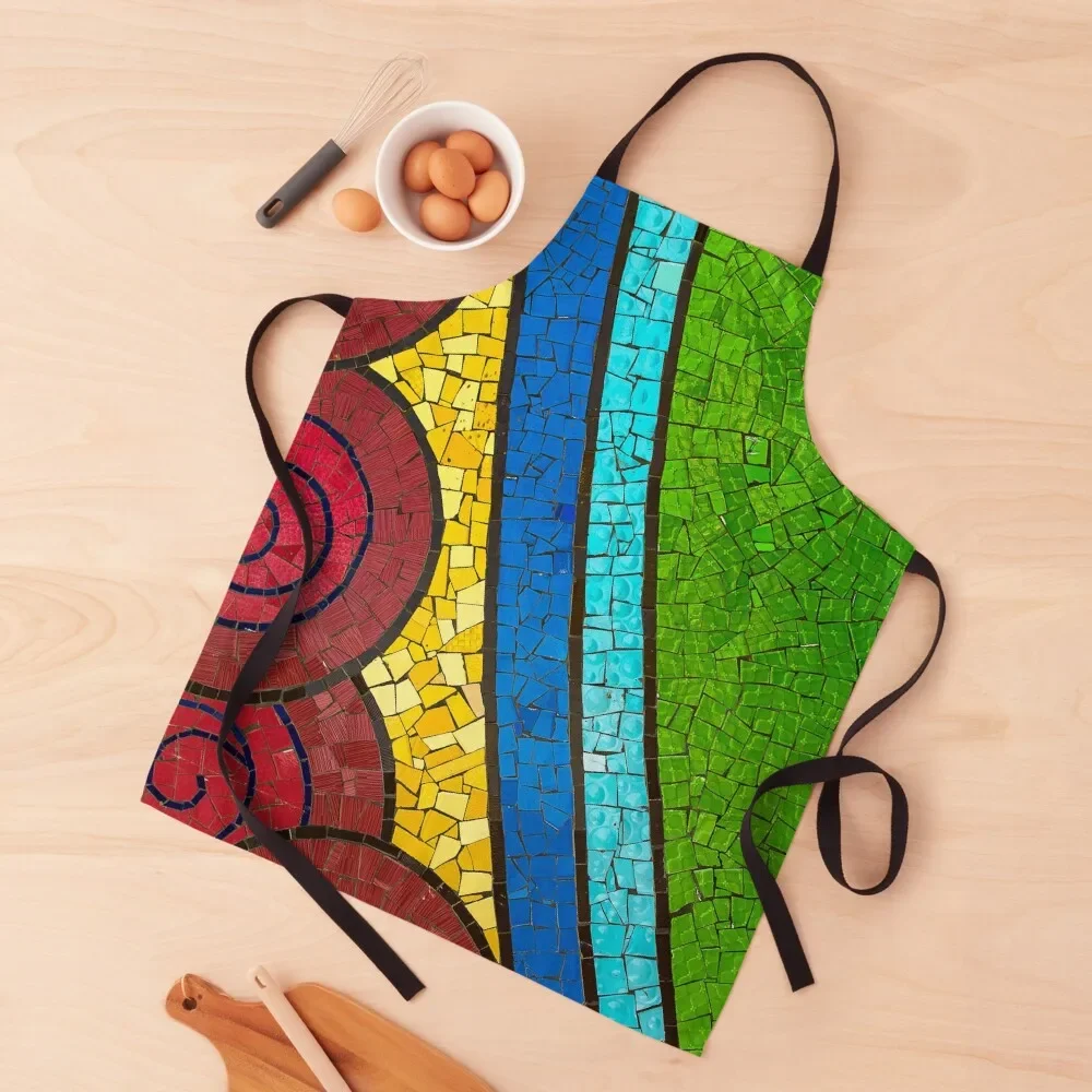 

Colourful mosaic Apron Trim Cloth Kitchen For Women Chef Uniform Apron