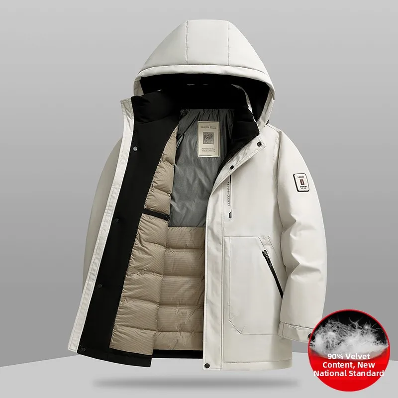 

Men's Busin Casual Hooded down Jaet aphene Heating Windproof Warm Du down Polyester Fiber Outdoor Ci Daily Wear