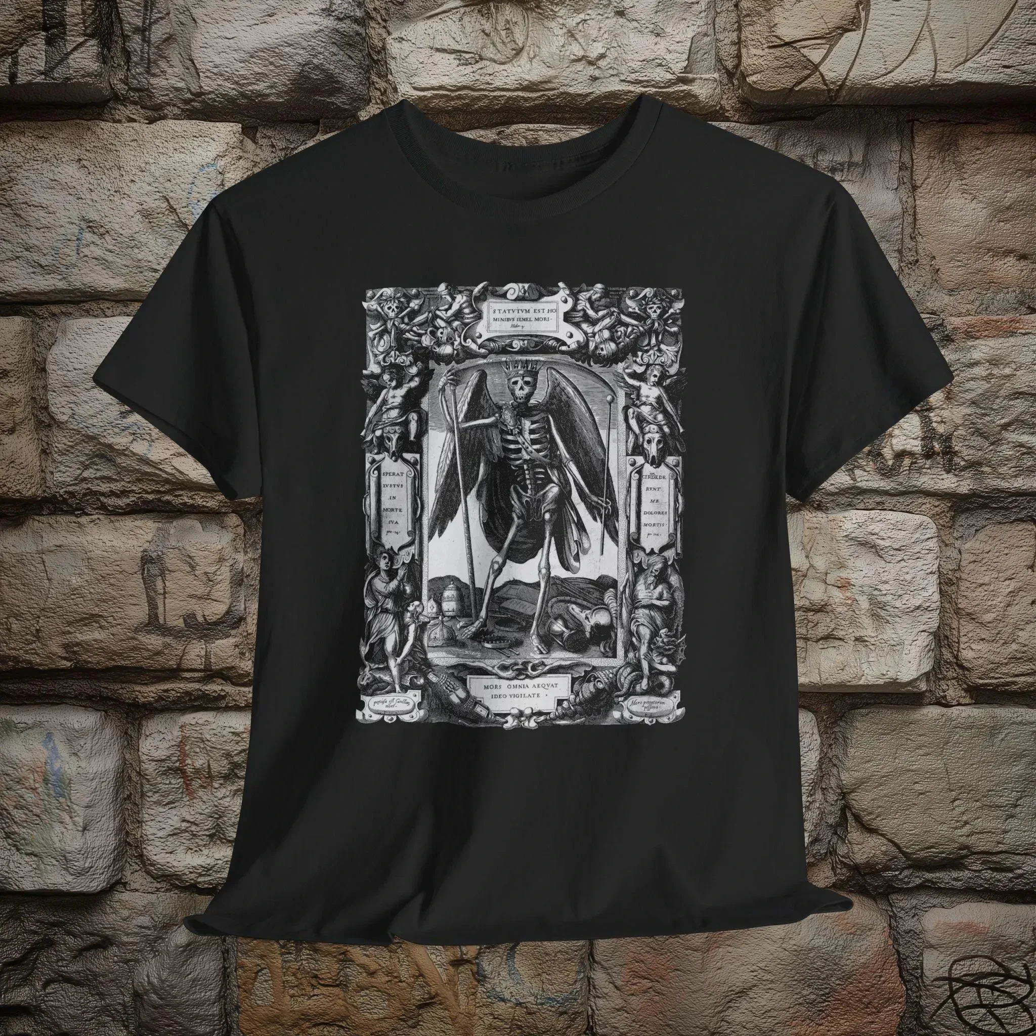 Mirror of Human Life 1598 Memento Mori Antique Engraving Unisex T-shirt Graphic T Shirts Retro Streetwear High-quality Men Tee