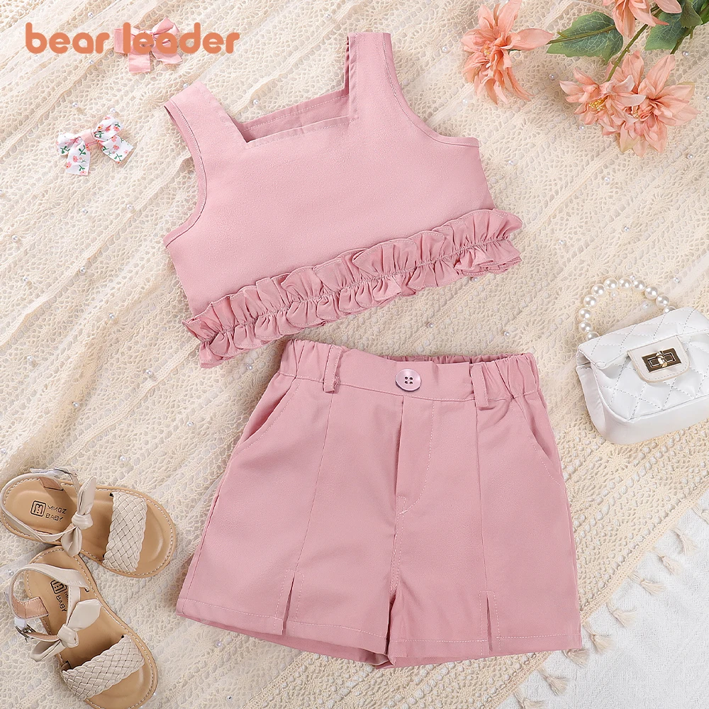 Girls Summer Set 2023 New Children's Korean-Style Baby Girl Summer Dress Sleeveless Shorts Two-Piece Set for Children's Clothing