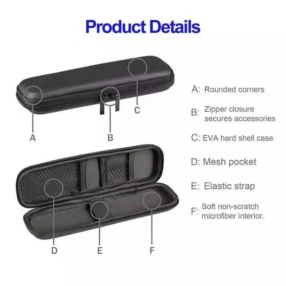 Women Makeup Brush Case Pure Black Small Cosmetic Bag Lipstick Pen Organizer Beauty Tool Storage Box Zipper Long Strip EVA Pouch