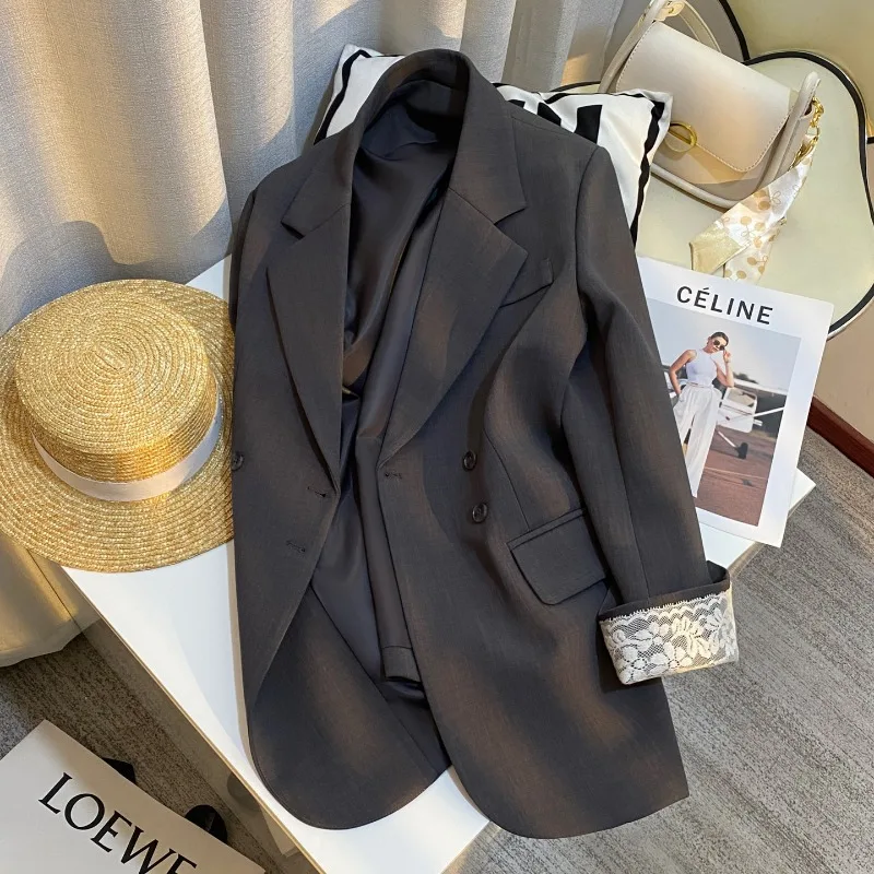 Spring Fashion New Women's Elegant High-end Suit Jacket Design Sense Office Single Breasted Long Sleeved Solid Color Jacket
