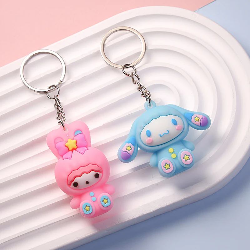 Cute Anime Cartoon Keychain, Kawaii, Cinnamoroll, Kuromi, Melody, Purin, Pingente, Mochila, Decoração, Acessórios, Presentes