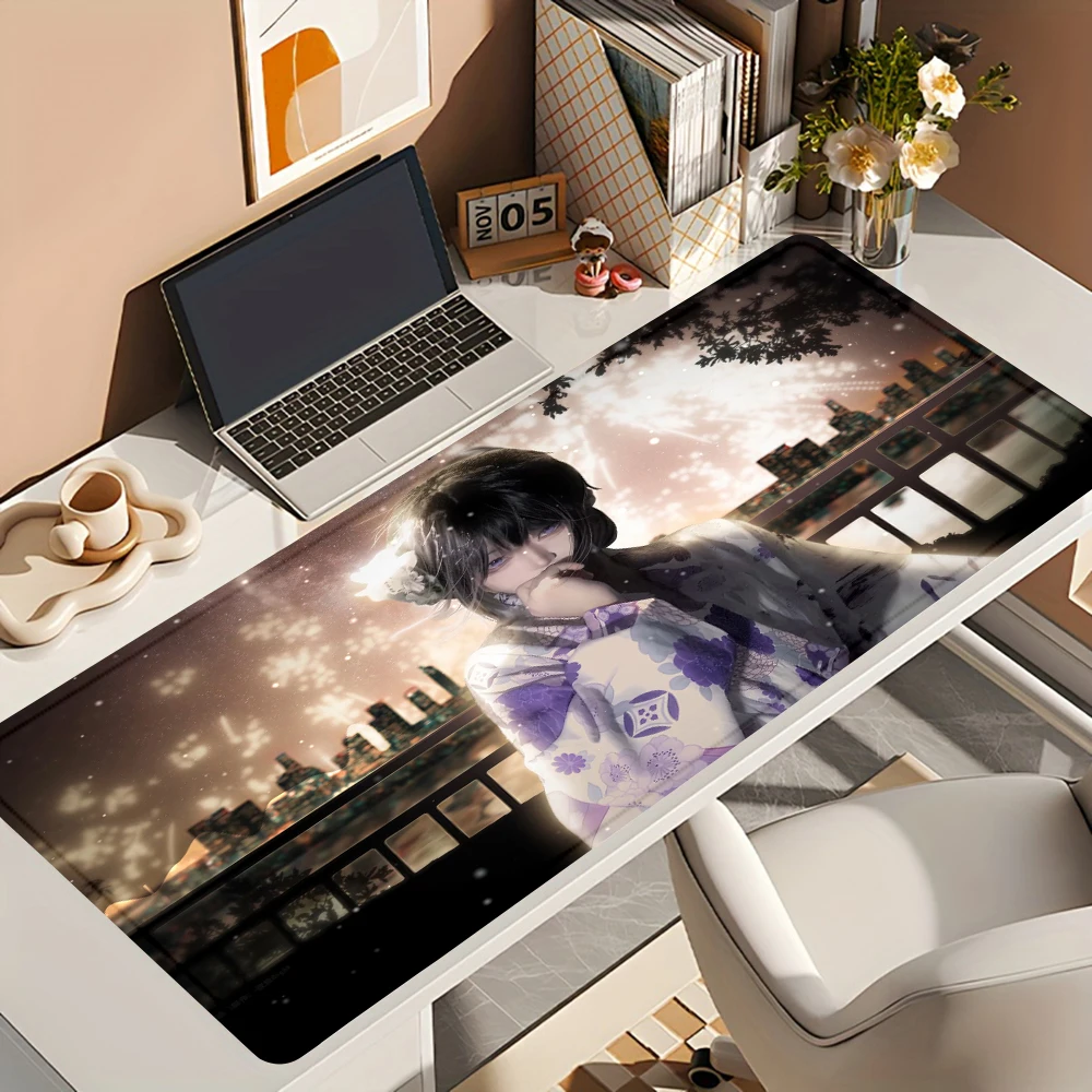 

400x900 Romantic Atmosphere mousepad with Kimono Girl Confessing Under Celebration Designed for Office Gaming and E-Sports Use