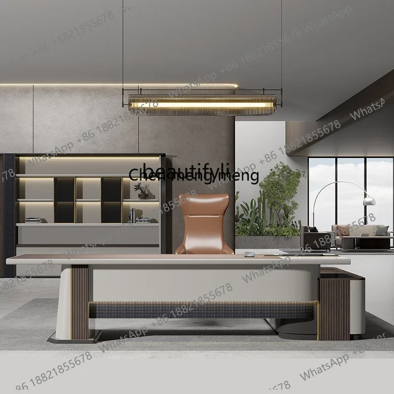 H134 Simple and modern class desk, light luxury, senior sense, general manager, president, office desk and chair combination