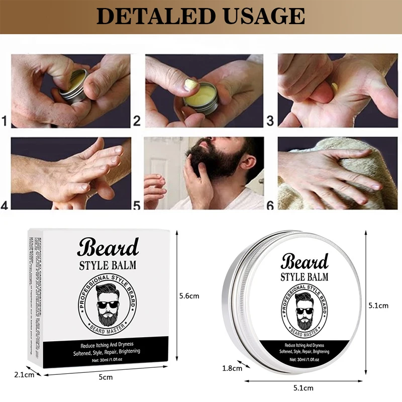 Beard Balm For Men Natural Beard Care Wax Balm Moisturizing Dashing Gentlemen Effect Beard Styling Professional Care Cream