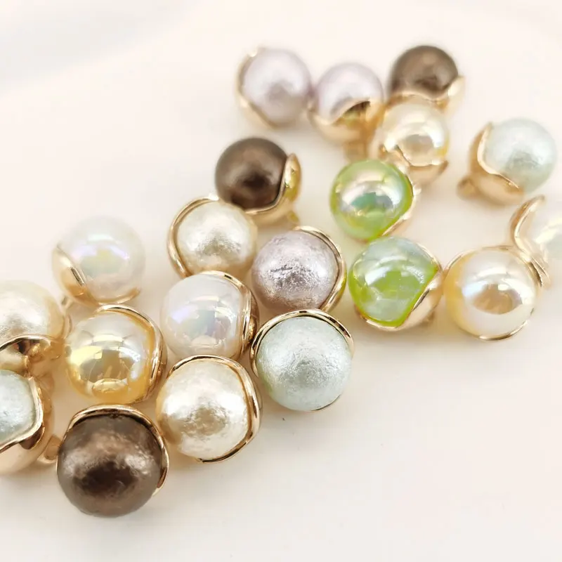13mm Runde Perlenknöpfe Glänzende Schmuckperlen für Festtagskleider Hochzeitskleider Hemden DIY Mini Weiße Glasur Nähzubehör – Detail 2