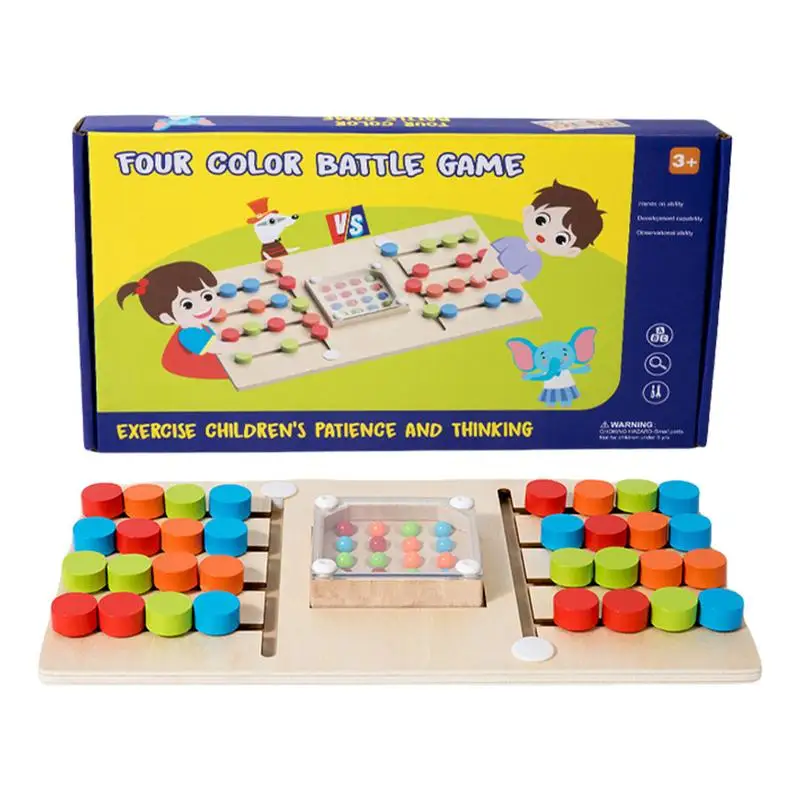 Color Matching Puzzle Toy Color Recognition Wood Table Game Two-Player Board Game Preschool Educational Toy for Boys Girls Kids