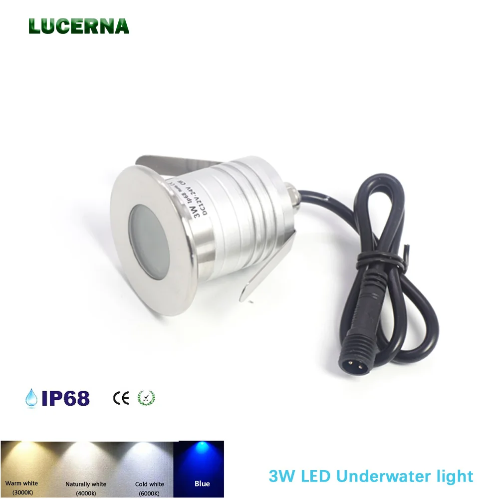 

3W IP68 LED Underwater Spotlight DC12-24V Fountain Swimming Pool Downlight for Outdoor Waterproof Bridge Walkway Pond Lighting