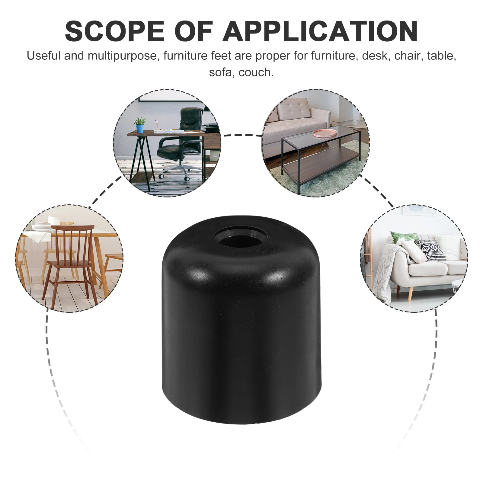 4Pcs Furniture Legs Plastic Black Round Tapered Replacement Sofa Couch Table Heavy Duty Support Screwin Legs Chair Leg Extenders