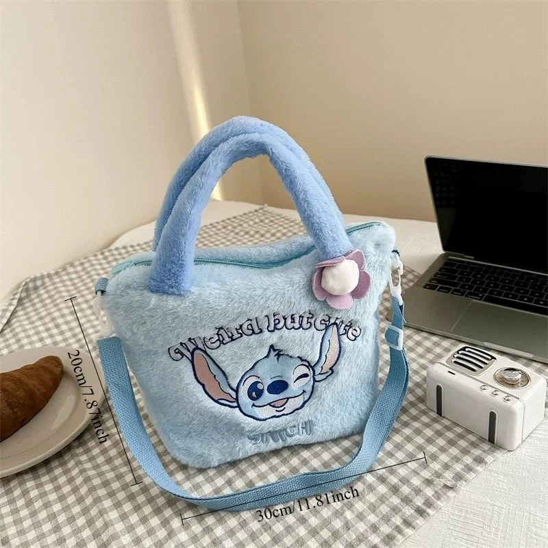 Nuova vendita calda Anime simpatico cartone animato Disney Stitch borsa in peluche borsa in peluche femminile grande capacità doppio regalo festival