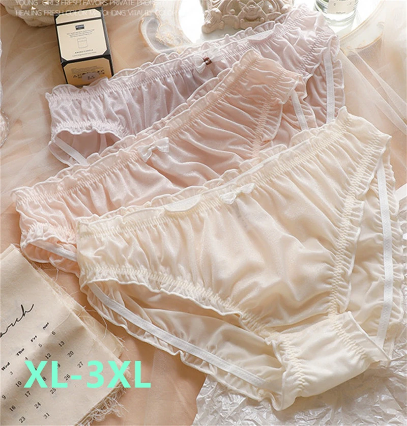 Ropa interior femenina bielizna damska w dużych rozmiarach bragas przezroczysta bielizna z lodowego jedwabiu słodkie calzones para mujer seksowne majtki