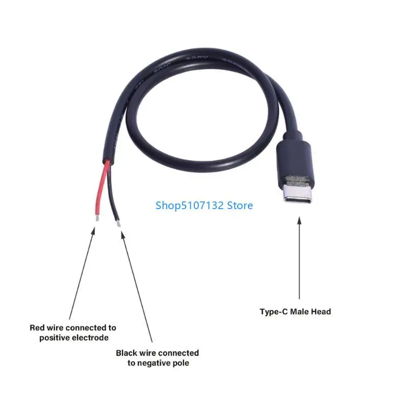 87HD Type C To 2Pin Bare Wire Cable 30CM For LED Lights And Device Charging