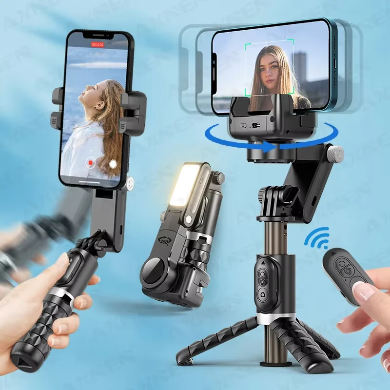 

Desktop Gimbal Handheld Stabilizer 360 Rotation for Mobile Phone Shooting, Gimbal Selfie Stick Face Follow Stand Monopod Tripod