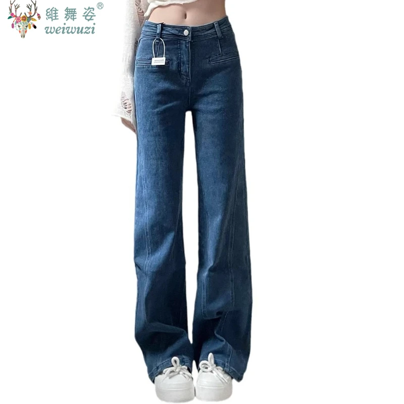 Y2K الحلو القوس المرأة الجينز خمر عالية الخصر الدنيم السراويل المرقعة فضفاض مستقيم بنطلون التخسيس الخريف ملابس الشارع الشهير غير رسمية