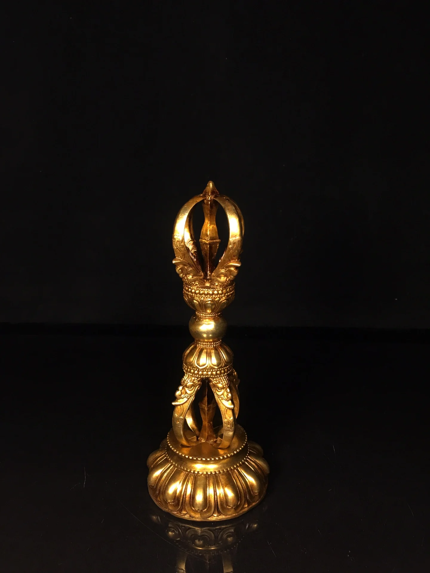Tibetan brass gilt five-stranded vajra pestle to subdue demons pestle Jutang offering incense case ornaments decorative crafts 2