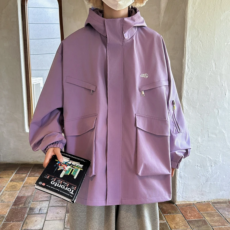 

Men's Outdoor Climbing Windproof Workwear Jaet Loose Fit Spring Autumn Trendy Hooded Outerwear Durable Youth Faion