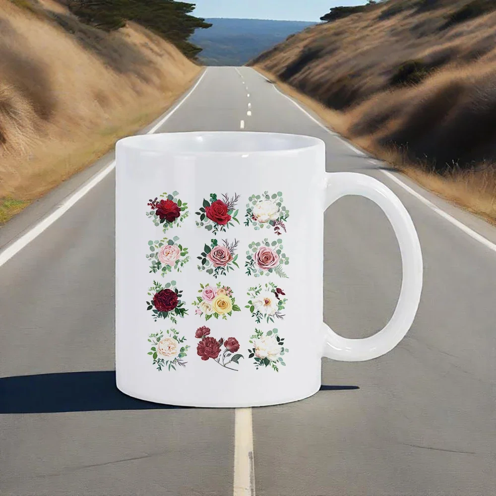 

Bright and Cheerful Colors Floral Cups Coffee Mugs Beer Mug Colorful Blossom Drinkware Mothers Day Gifts Ceramic Coffee Cup Tea