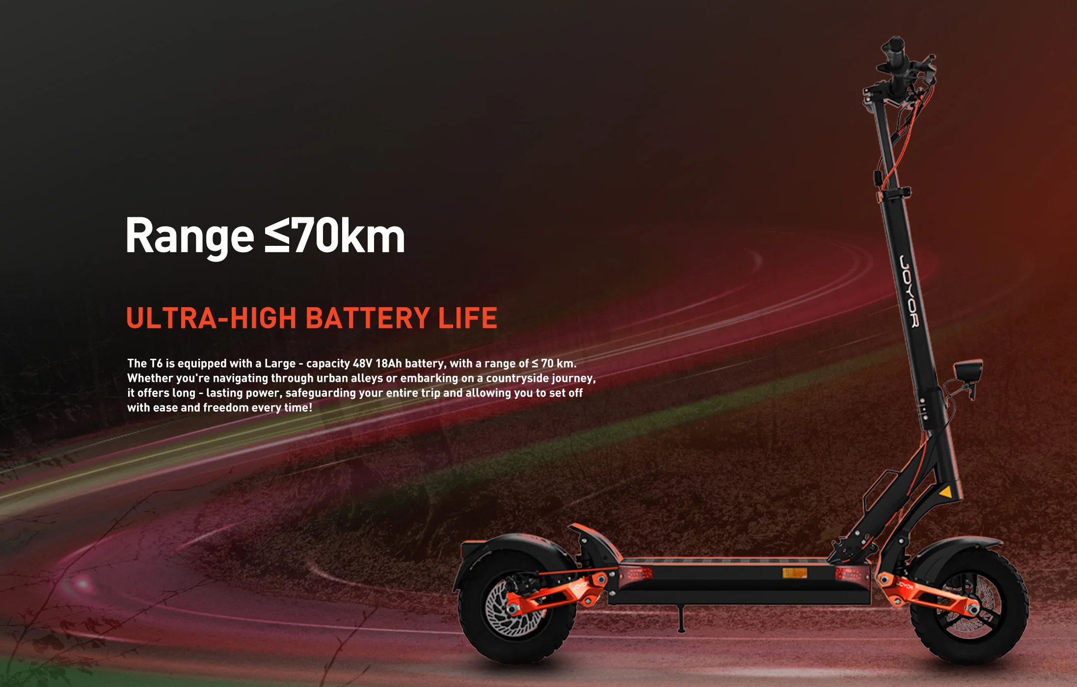 JOYOR T6 Elektroroller für Erwachsene E-Mountain E-Scooter 10' Offroad-Reifen Faltbarer E-Scooter – Detail 7