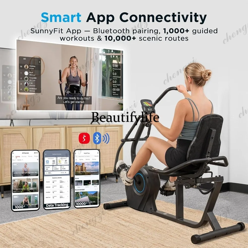 Smart Recumbent Cross Trainer Exercise Bike with Arm Exercisers  8-Level Magnetic Resistance, Custom