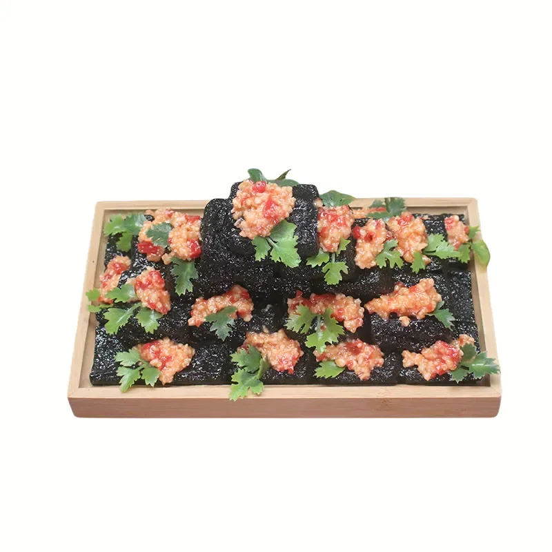 Realistic Stinky Tofu Model with Garlic and Pepper Props Fake Food Display for Restaurant Menu Showcase Changsha Style Dish