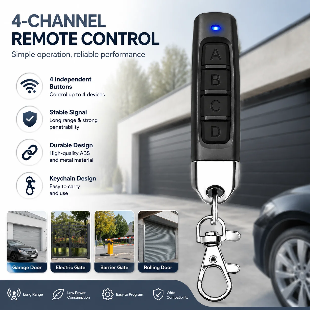 20PCS 433mhz Remote Control Duplicator Universal Remote key Copy Clone Replacement Garage Door Keychain RF Wireless Transmitter