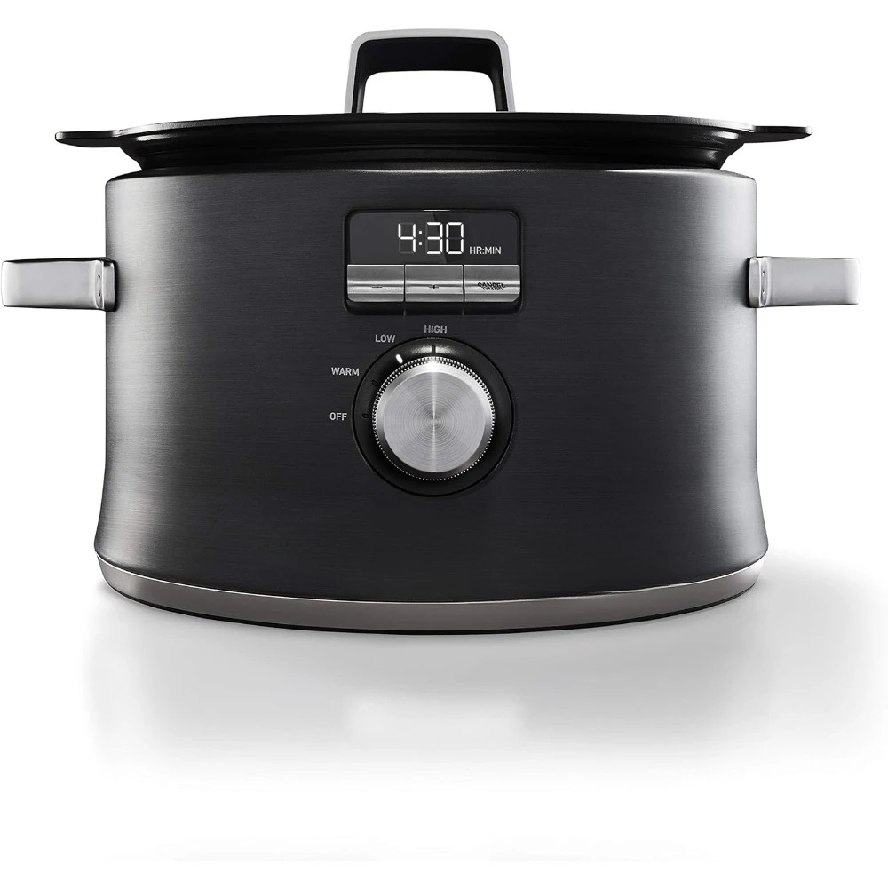 5.3 Quarts Slow Cooker con Timer digitale e controlli programmabili, acciaio inossidabile, fornello lento