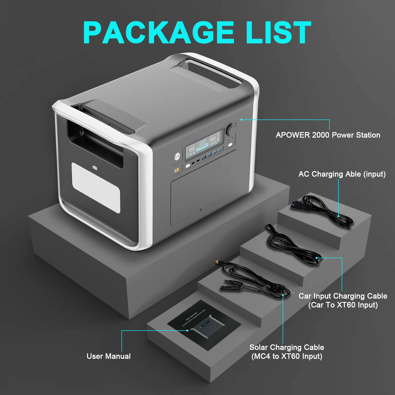 Portable Camping Power Station LiFePo4 Battery Power Supply Solar Generators 2600W 1800W 1000W 500W Energy Storage 220V 110V AC