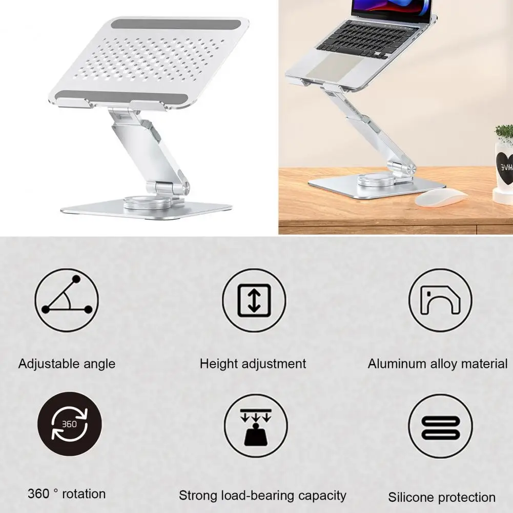 Portable Laptop Stand Adjustable Aluminum Laptop Stand with 360-degree Rotation Multifunctional Notebook Holder for Tablet Phone