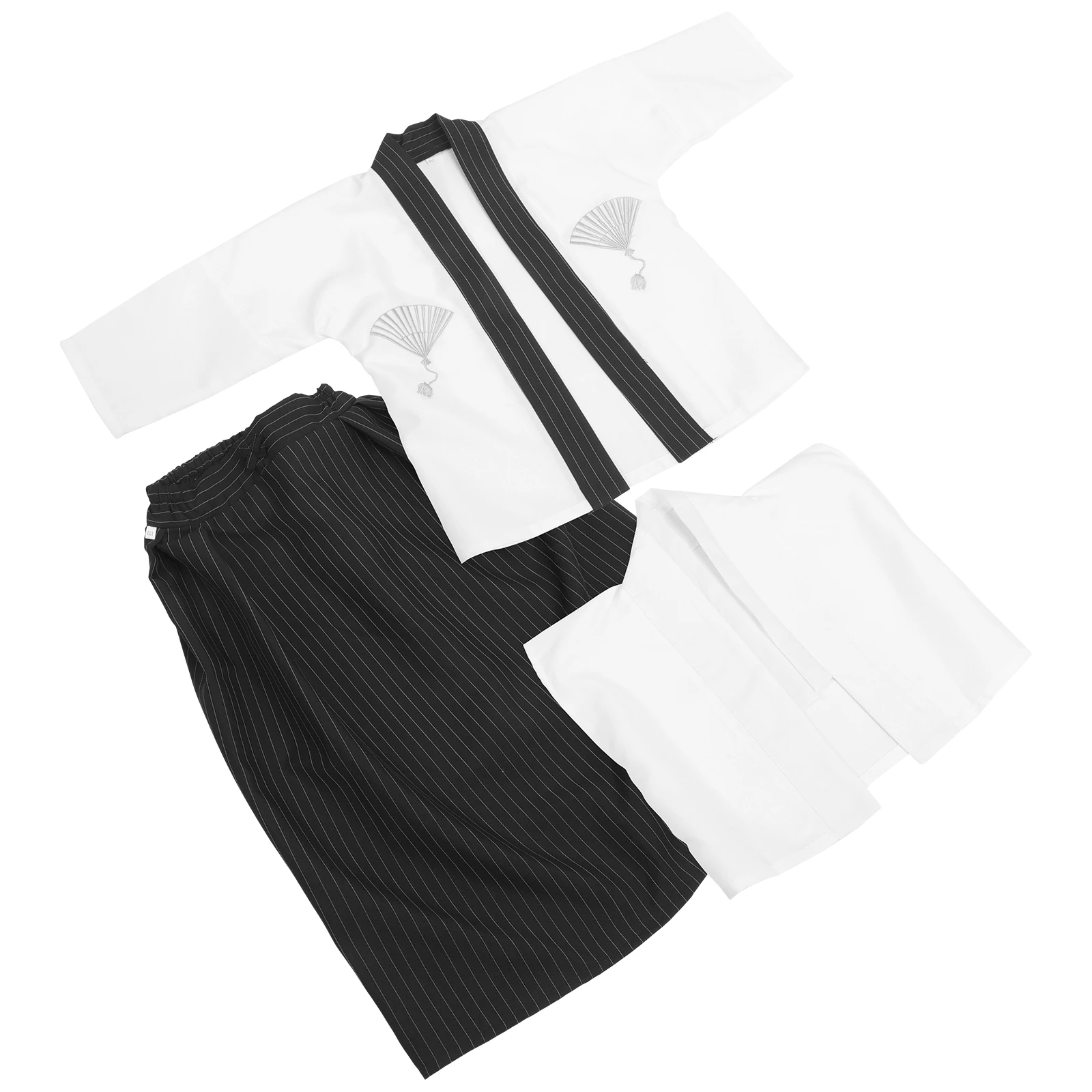 

Japanese Kimono Set Traditional Robe for Boy White 120cm Party Costume Kids Long Sleeve Ethnic Wear National Clothing