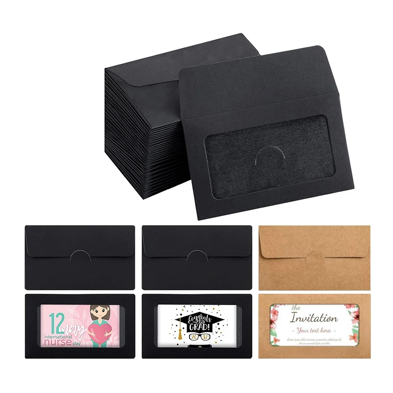 20Pcs Window Opening Gift Card Sleeve Envelope Kraft Paper Envelopes Christmas/Thanksgiving Greeting Card Package Envelope