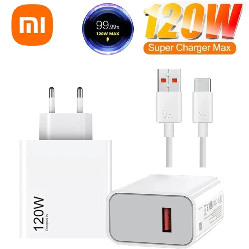 Xiaomi 120W Charger Turbo Hyper Charge Adapter Super Fast for Mi 15/14/13/11T Ultra Pro Redmi 12C Note 11-14 POCO F6/F7/X7 Pro