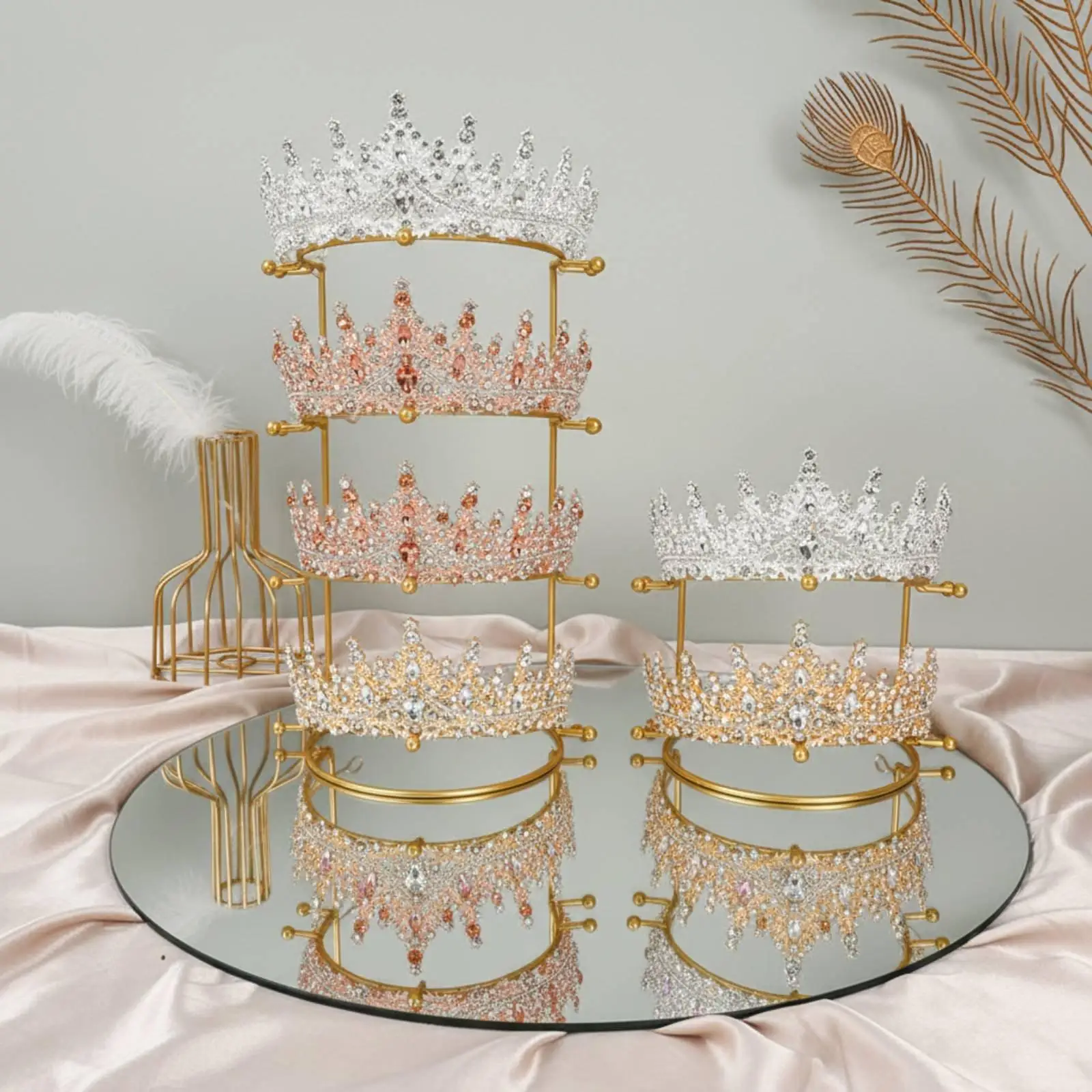 Jewelry Display Stand Metal Headpiece Organizer Rack for Tiara Exhibition Home Decor Jewelry Shop