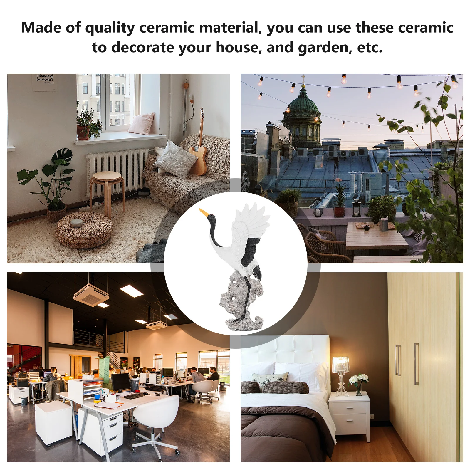 

1Pcs White Crane Ornament Ceramic Craft Durable Bonsai Micro Landscape Decoration Garden Decor Home Desktop Ornament