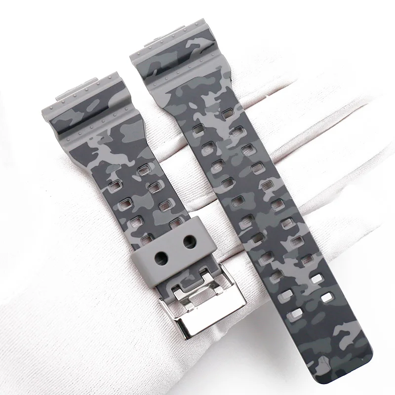 16 مللي متر الرجال الراتنج حزام ساعة اليد ل كاسيو GD GA GAX GLS-100 110 120 700 140 150 710 8900 حزام (استيك) ساعة النساء المطاط التمويه معصمه