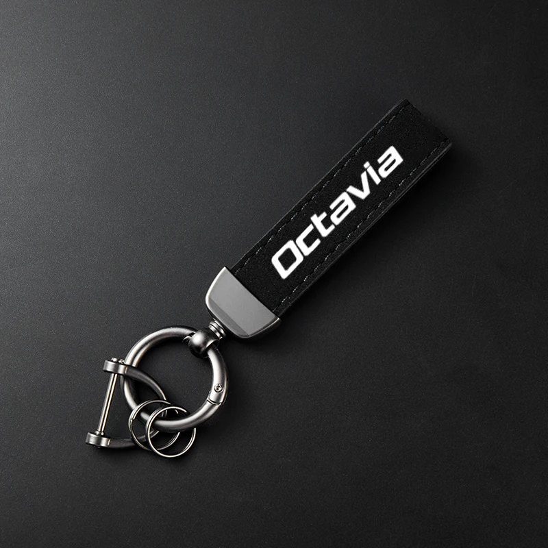 For Skoda Octavia 3 A7 vrs 2 mk3 A5 Auto Interior Accessories Leather Suede Keychain Car Sport Key Ring