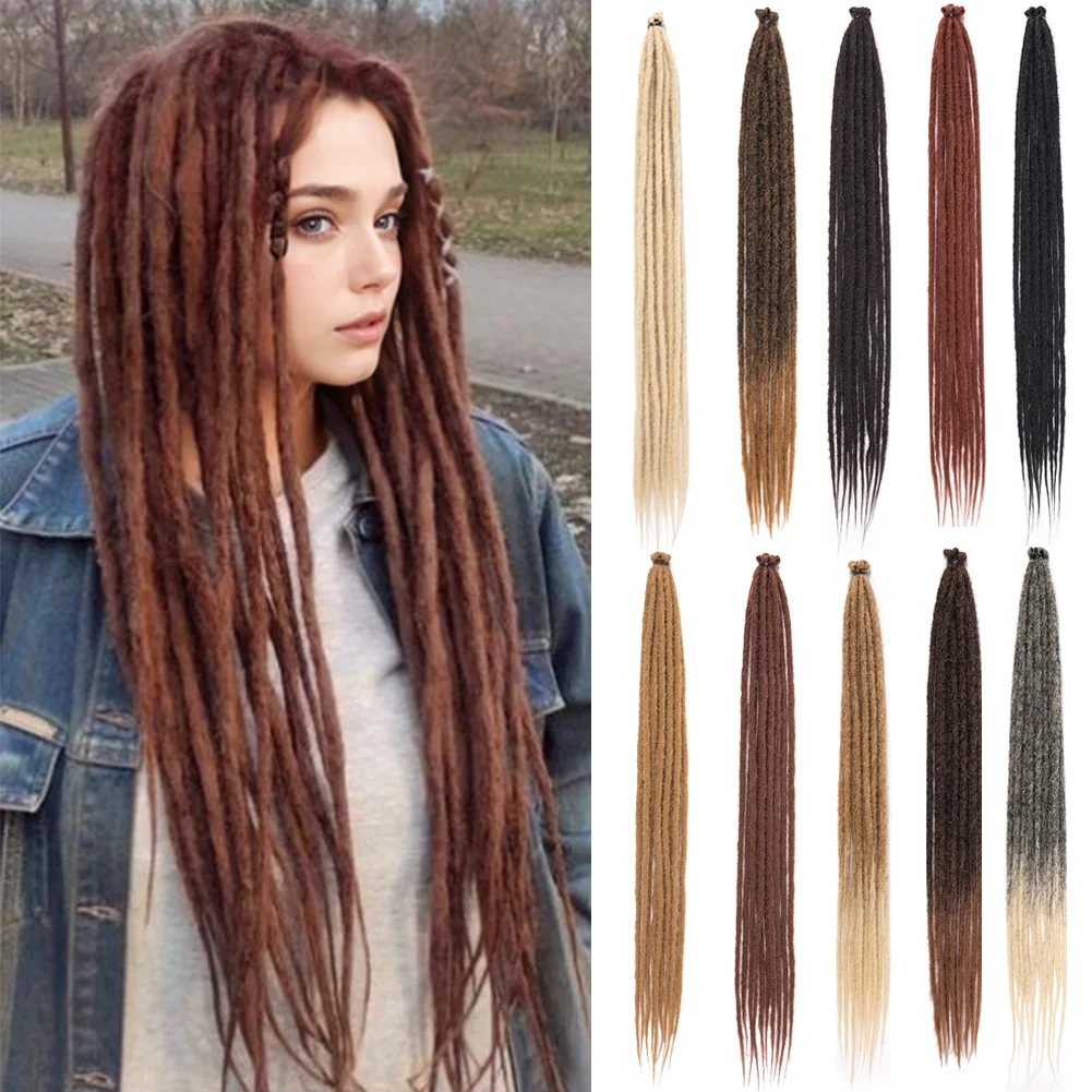 Dreadlock Synthetic Hair Extensions 10 Root/pack Hippie Single Ended Dreads  Loc Extensions Reggae Style Crochet Hair For Women