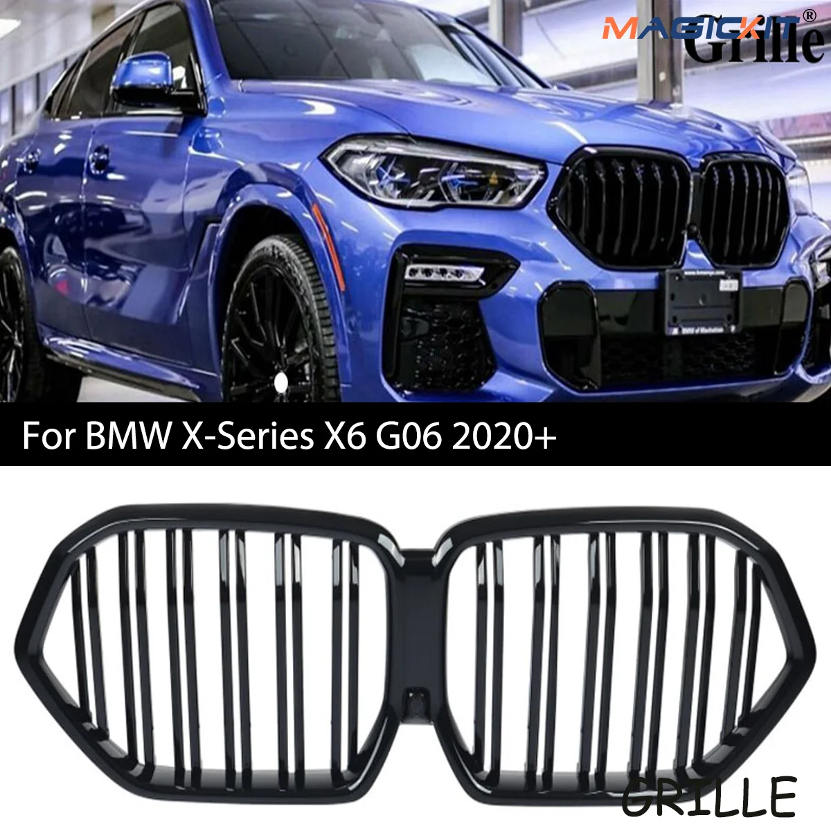 

Gloss Black X6 G06 Bumper Hood Grille Car Bodykit Accessories Front Kidney Racing Grills For BMW X-Series X6 G06 2020+