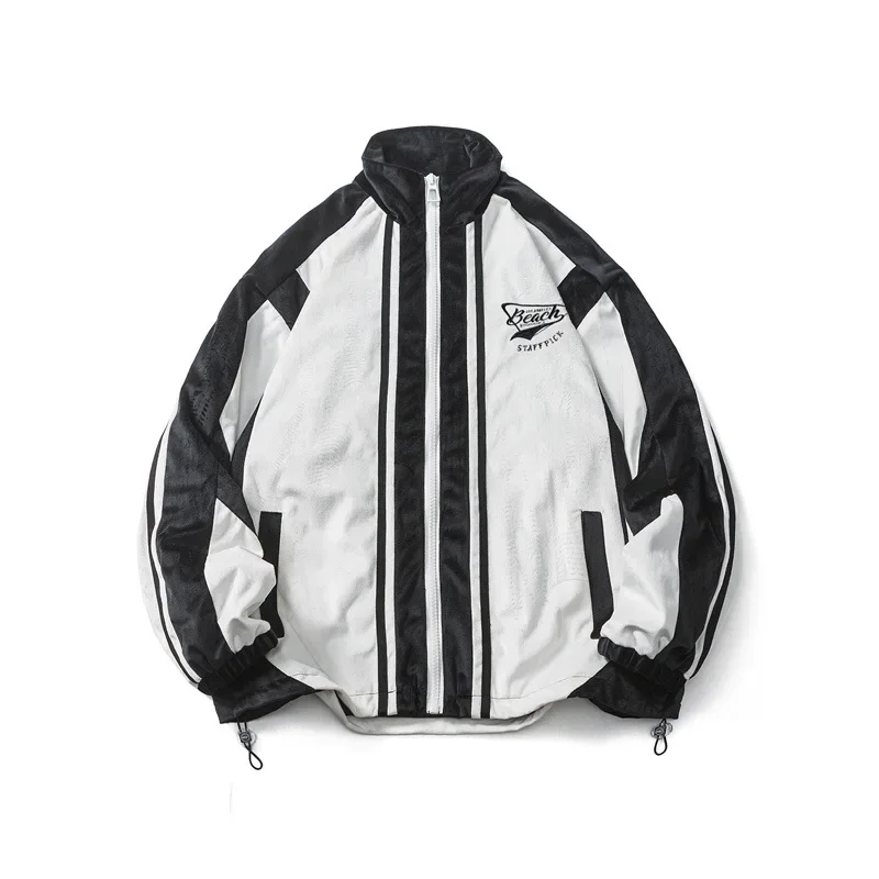 

Spring Personalized Splicing Jacket Male Harajuku Hongkong Style Loose Sports Trend Ins Student Versatile Stand-up Collar Jacket