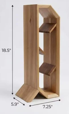 Wood Wine Rack 4 Bottle Countertop Wine Holder with Unique Beveled Edges Small Wine Rack for Inside Cabinet Freestanding Vertica