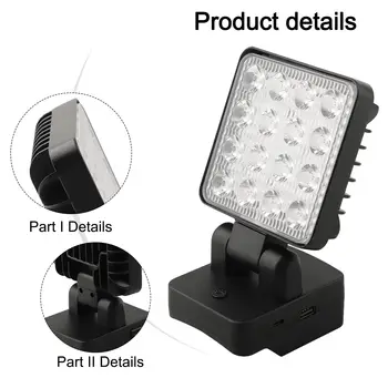 適用於 PARKSIDE X20V PAP20A1 PAP20A3 的 18V 電池照明 LED 泛光燈/聚光燈的無線 LED 工作燈/手電筒 6 最佳銷售 x20v - №5